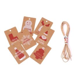 Color Printing Christmas Tree Old Man Boots Snowman Sika Deer Decorative Tag (Option: 100 Christmas Tags)